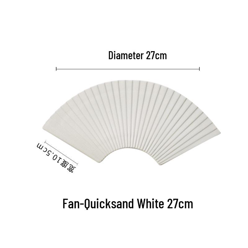Fan-Shaped Striped Japanese Tableware: Irregular Sushi & Dessert Plate for Home or Hotel.