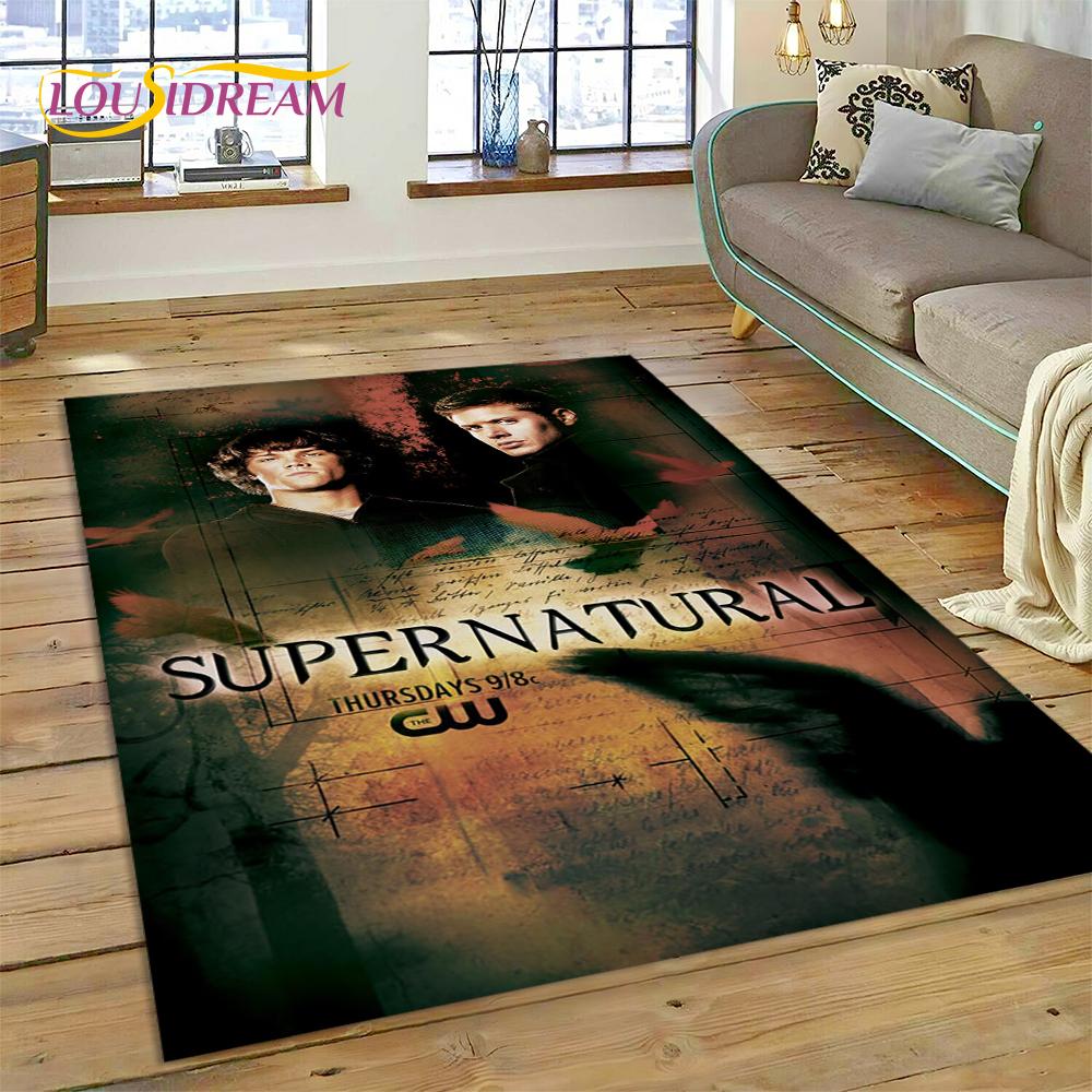 Alfombra Alfombrilla 3D SPN Más Reciente Sobrenatural Dean Sam para Sala de Estar Dormitorio Decoración del Hogar, Alfombrilla Antideslizante Decoración para Sofá Felpudo
