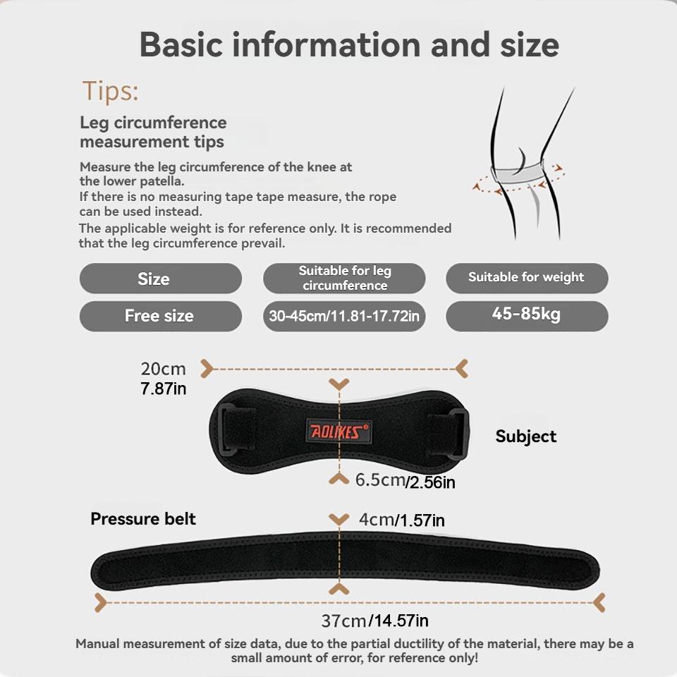Aolikes Adjustable Knee Brace Support Pad for Basketball Volleyball Sports Protective Gear with Eva Strap