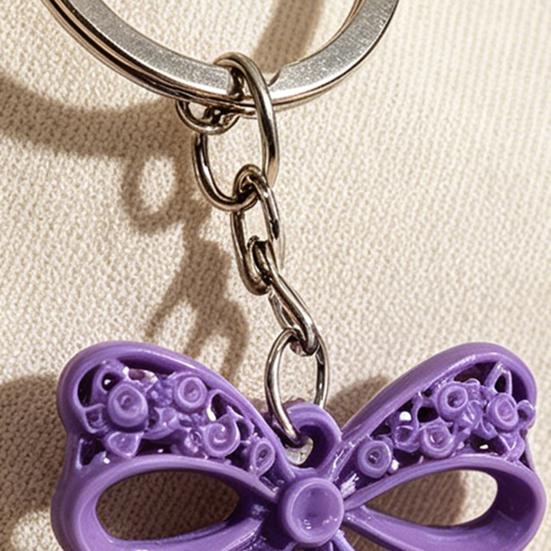 2Pcs Keychain Pendant, Hollow Bow Shape Key Ring with Chain, Compact Portable Key Holder for Men Women Accessories