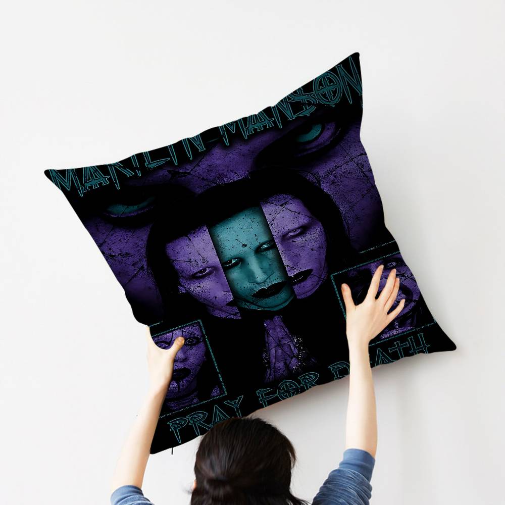 M-Marilyn M-Manson Singer Personalized Picture Text Home Decorative Pillows Household Gifts 45X45Cm