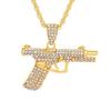 Hip-Hop Crystal Pistol Pendant, Personalized Men and Women Punk Cool Rock Rap Trend Necklace Trend Jewelry Gift