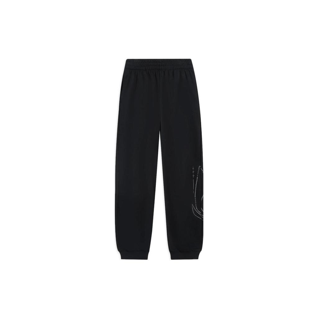 Li-Ning Sports Trend Series Solid Color Logo Embroidery Joggers Men Bottoms Black AKLS677-2