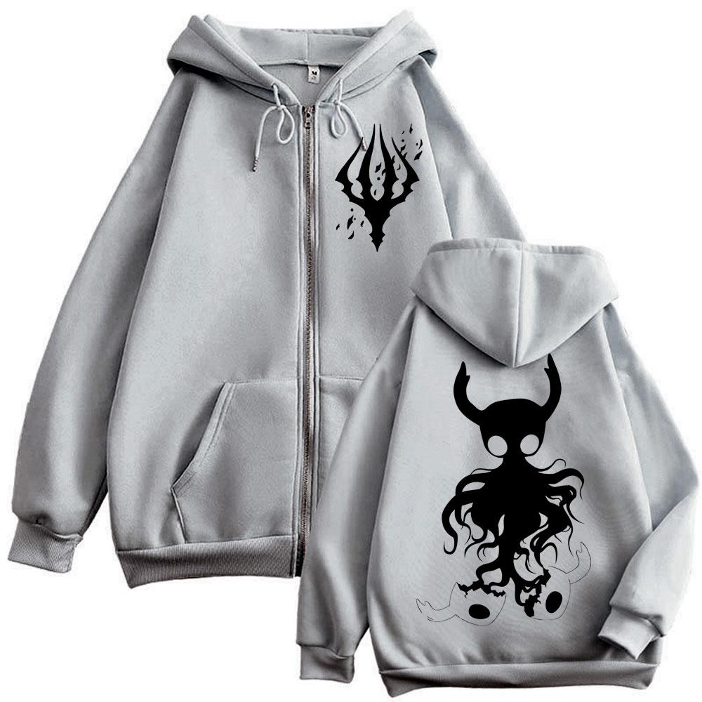 Limited Hollow Knight Game Graphic Zipper Hoodies Gothic Vintage Zip Up Hooded Sweatshirts Men Women Fashion Pullovers Casual