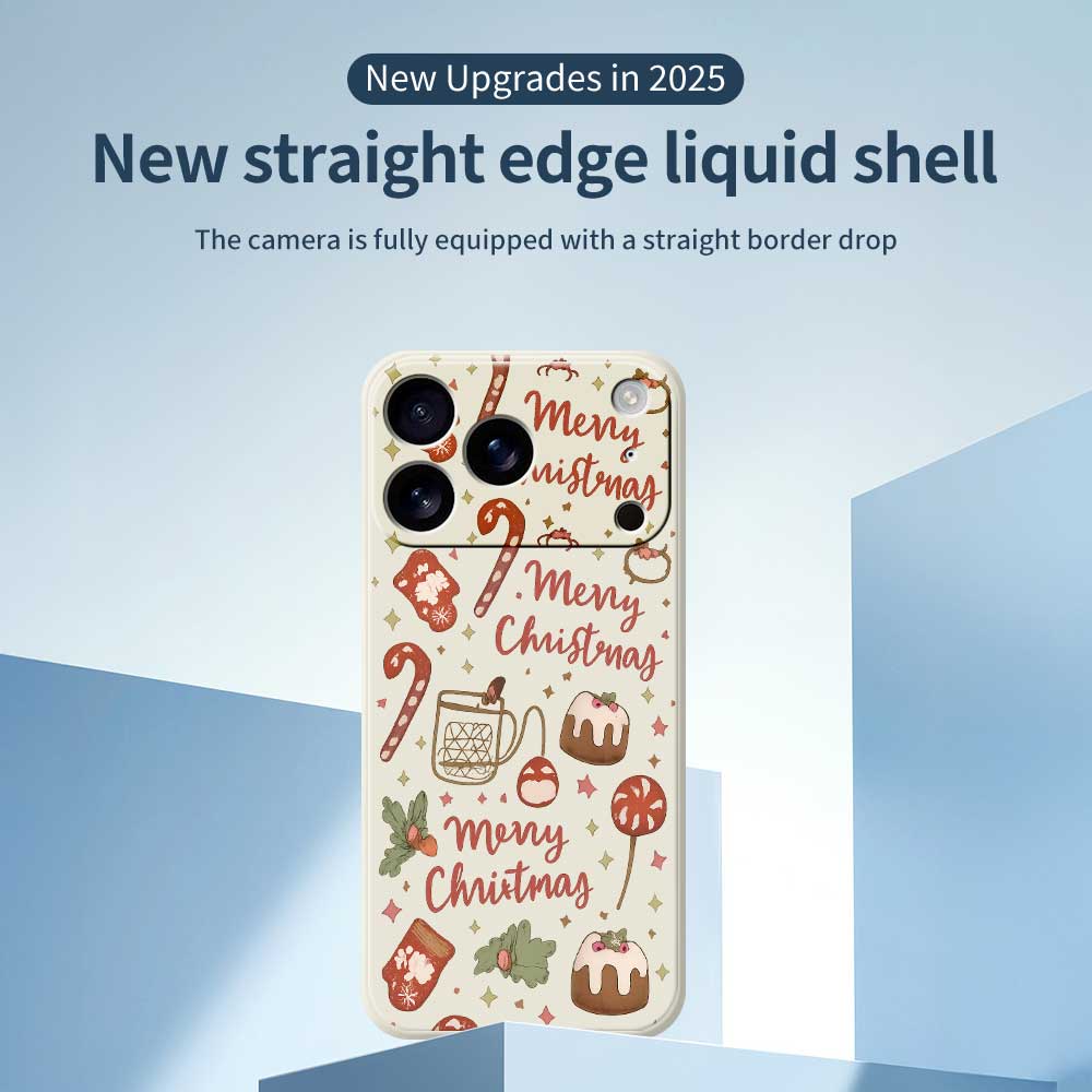 For iPhone 17 Pro Case Merry Christmas Pattern Printing Straight Edge TPU Phone Back Cover