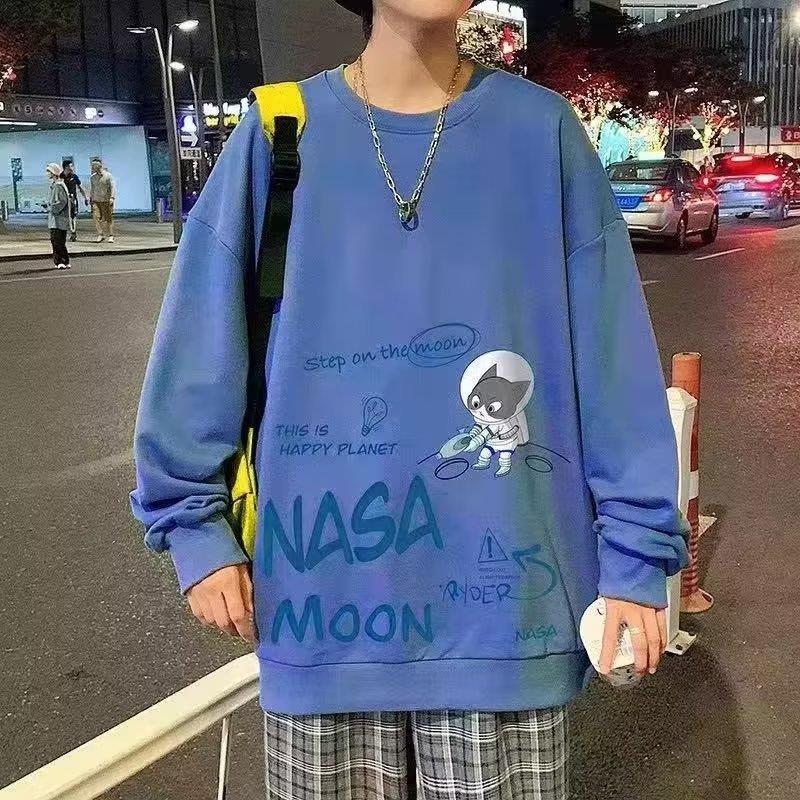 

Men s Oversized Long Sleeve High Street T-shirt for Spring and Autumn - Trendy and Versatile 5XL темно-синий