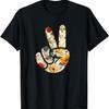 Elegant Silhouette Wildflowers Floral Peace Sign Hand T-Shirt(34)