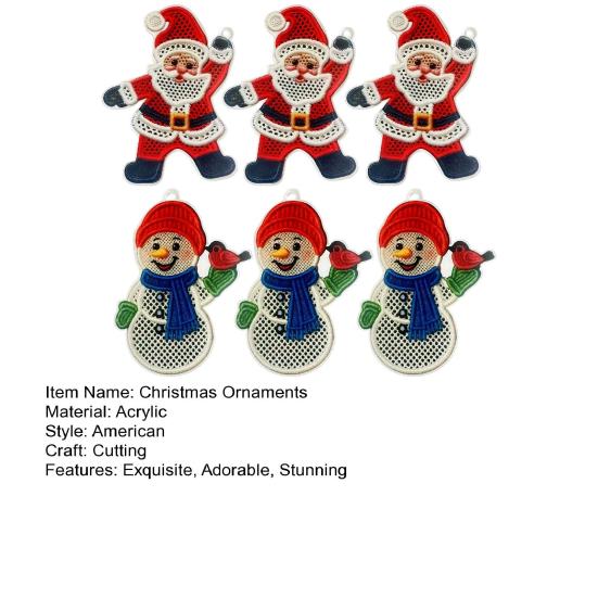 Yousheng Christmas Ornaments 2D Acrylic Snowman Santa Claus Hanging Ornament with Stitching Texture for Winter Holiday Tree Decor