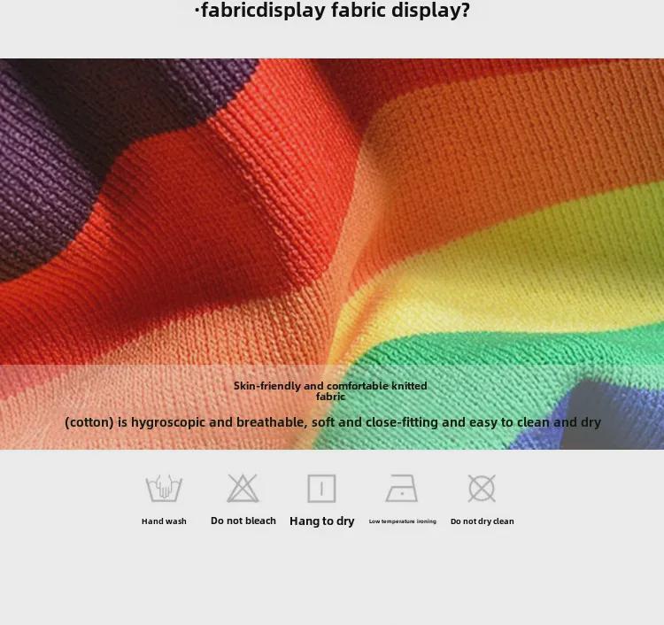 2025 Slim Fit Korean Rainbow Striped Navel-Baring Sweater