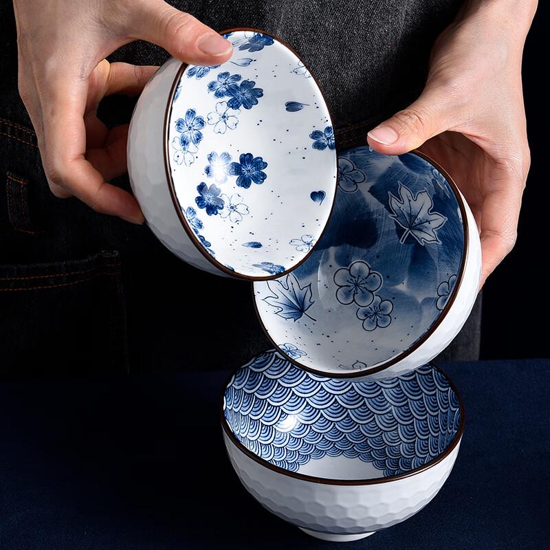 Jutaoren Kanagawa Blue 10-Piece Ceramic Tableware Set
