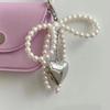 Bowknot Heart Phone Charm Detachable Pearls Bead Phone Lanyard Backpack Ornament