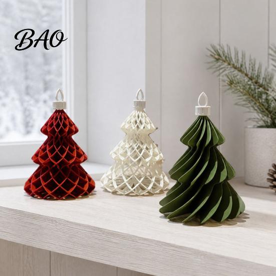 Lightweight 3D Christmas Tree Decor Printed Ornament, Honeycomb Origami Hanging Decoration Modern Xmas Window Decorations for Holiday Party