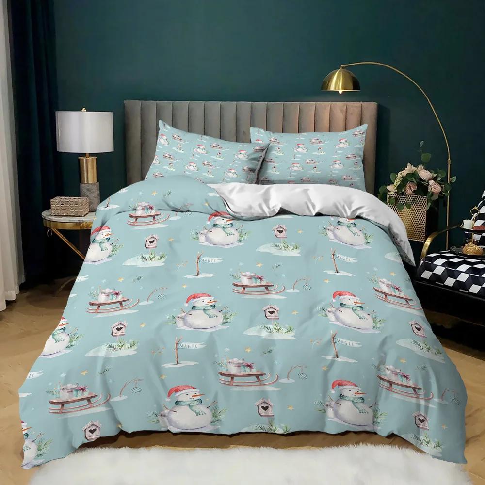 Christmas Duvet Cover Set King Size Christmas Stocking Bells Print Comforter Cover for Kids Girl Christmas Polyester Quilt Cover