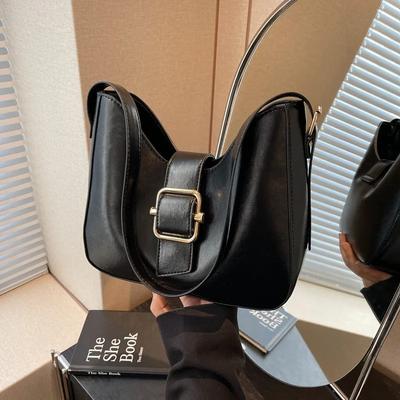 Monochrome Schultertasche mit großem Fassungsvermögen für Damen, feminine Achseltasche, schlicht und lässig, Retro-Mode, neu