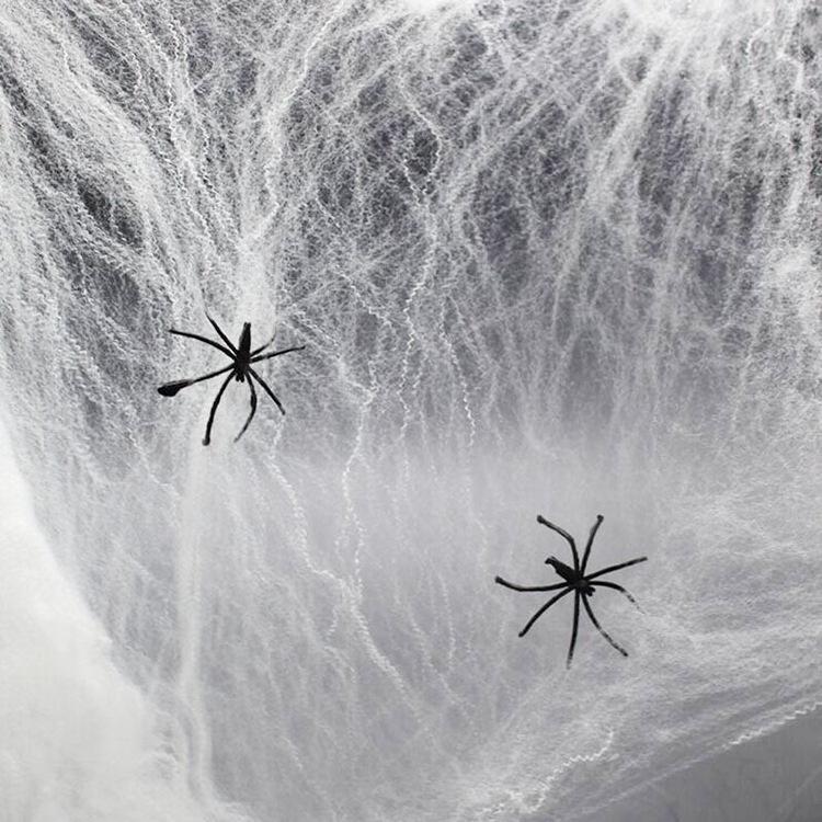 Halloween Spider Web and Cotton Decoration Set (10g-1000g, 2-100pcs) - Perfect for Bars and KTV Ghost Festival Scenes