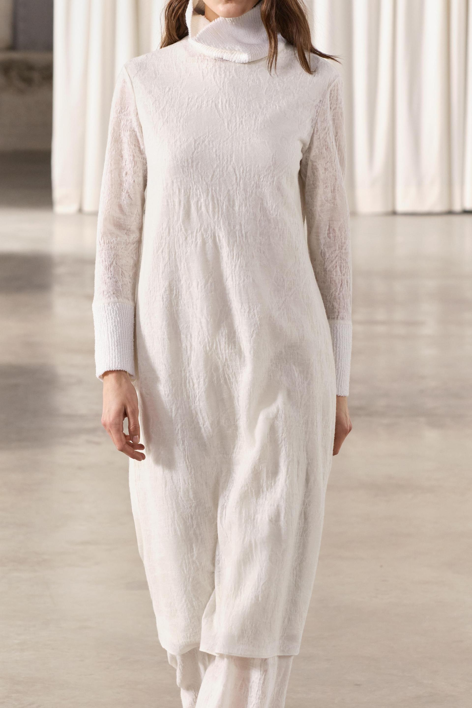 

ЖАККАРДОВОЕ ПЛАТЬЕ ZW COLLECTION ИЗ ПОЛУШЕРСТИ