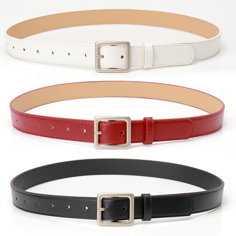 New Simple Retro Square Buckle Women's Belt High-end Casual Style Decorative Jeans Belt Women