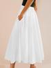 Women's Elastic High Waist A Line Midi Skirt Pleated Flowy Swing Skirt with Pockets