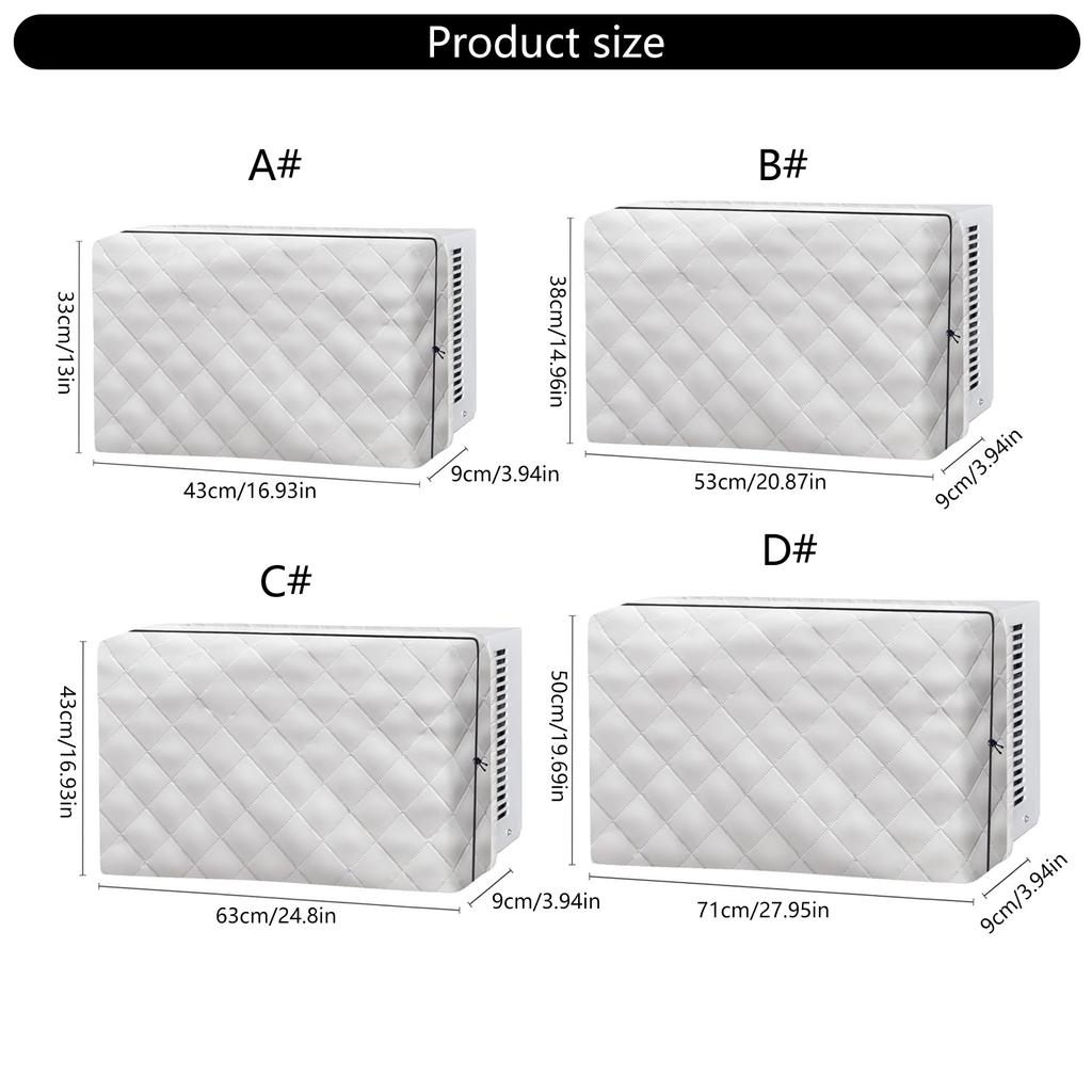 Indoor Air Conditioner Cover White Window Unit Dust Protection Cover with Adjustable Straps for Window AC