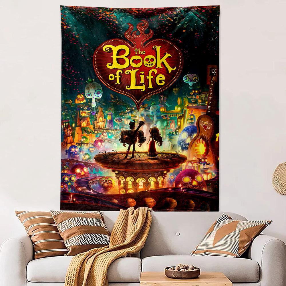 The Book of Life Tapestry Wall Hanging, Dia de los Muertos Animation Art, Colorful Wall Decor for Bedroom Dorm