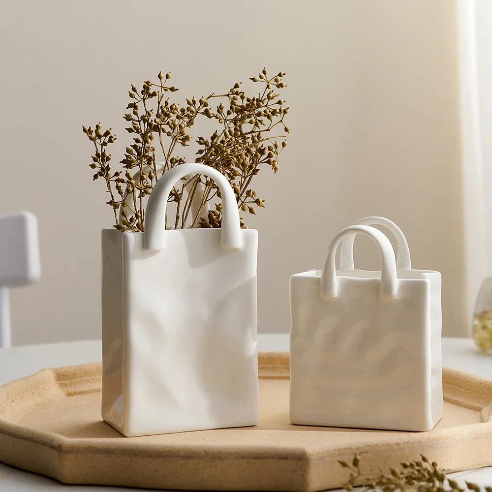 Vaso Decorativo Nordico Borsa a Mano Vaso in Ceramica Decorazione Casa Fiori per Decorazione Accessori Decorazione Tavolo Decorazione Stanza Vaso Regalo