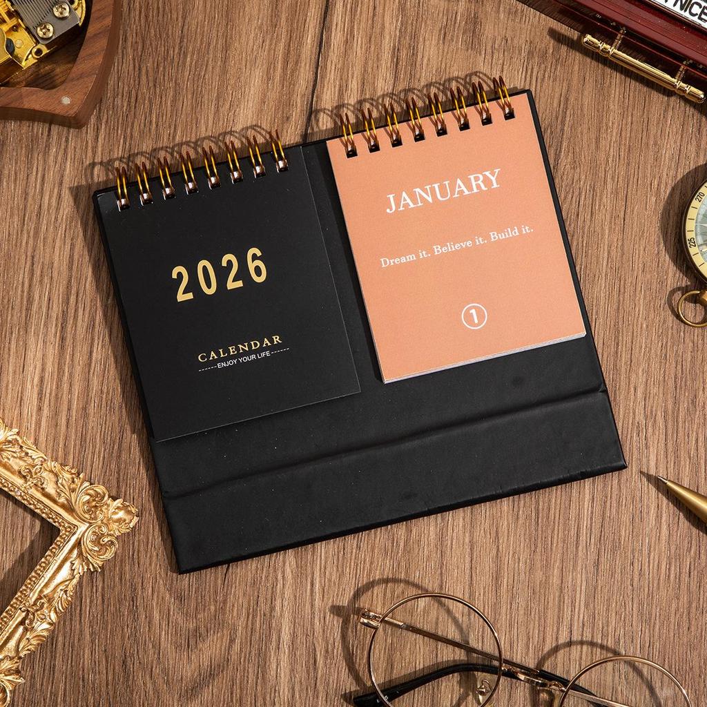 2026 Desk Calendar: Year of the Horse, English, Double-Row Planner with Motivational Quotes, Desktop Memo & Office Decor
