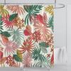 Bohemian Shower Curtain Tropical Jungle Wildlife Bathroom Set Modern Pink Aesthetic Parrot Floral Bathroom Curtain With Hooks