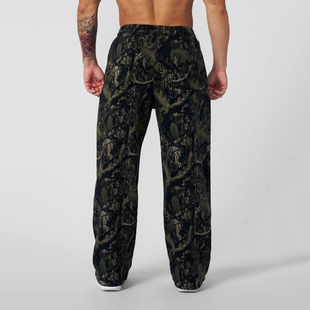 New Loose Sports Jogging Trousers for Men Digital Forest Pattern Street Trend American Casual Trousers