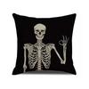 Horror Skeleton Art Print Pattern Cushion Cover Home Living Room Sofa Decoration Throw Pillow
