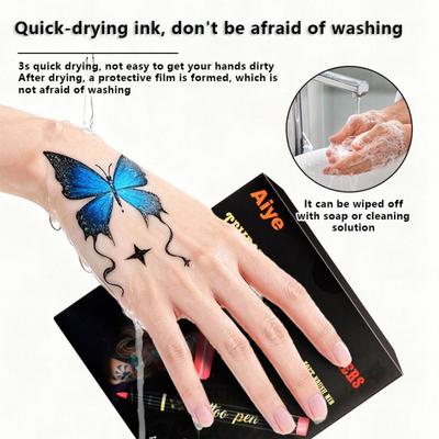 Quick-dry Metallic Temporary Pen 10 Colors Washable Doodle Pen Soft Head DIY Pen Body Skin Painting