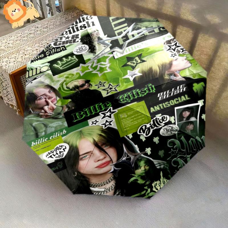 1 PC Automatic Folding Umbrella - Billie Eilish Custom Name Pattern, Portable & Foldable Design with 8 Ribs, Christmas Birthday Gifts