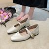 Retro square head temperament thick heel Mary Jane shoes women's 2025 new one-word buckle belt with skirt light mouth single shoes women's shoes