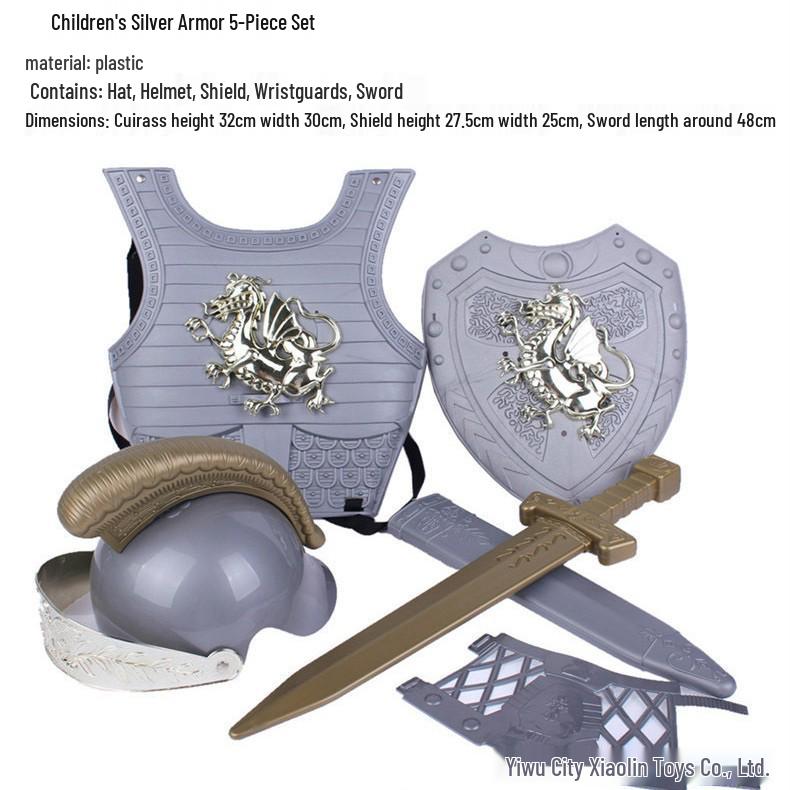 

Iron Man Halloween Performance Costume Set for Kids - Includes Suit, Sword, Shield, Helmet, and Armor One Size