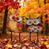 Metal Garden Stake Set with Owl Design Outdoor Decorative Yard Art Creative Iron Craft Lawn Ornament for Patio and Garden