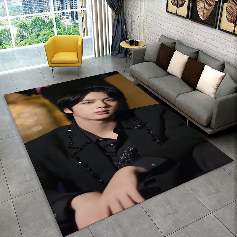 Tapis Kpop B-BTS Kim Seok Jin Chanteur pour Salle de Jeux Chambre Salon Canapé Décoration Intérieure,Tapis de Zone Tapis de Sol Antidérapant Cadeau