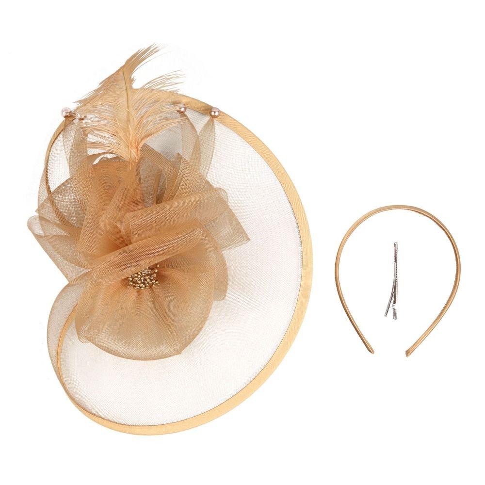 Perlennetz Feder Stirnband Elegante Braut Kopfschmuck Vintage Fascinator Hut Bühnenauftritt