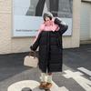 Autumn Winter Thicken Warm Parka Women Casual Contrast Color Big Pocket Loose Long Hooded Coat Jackets Outwear