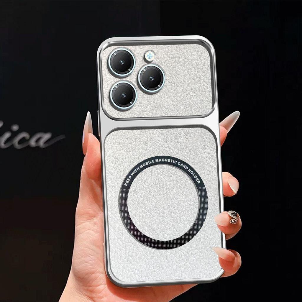 Upgraded Big Lens Protection Case for TECNO SPARK 20 Pro,infinix HOT 40 Pro Luxury Leather Casing with Magnetic Ring