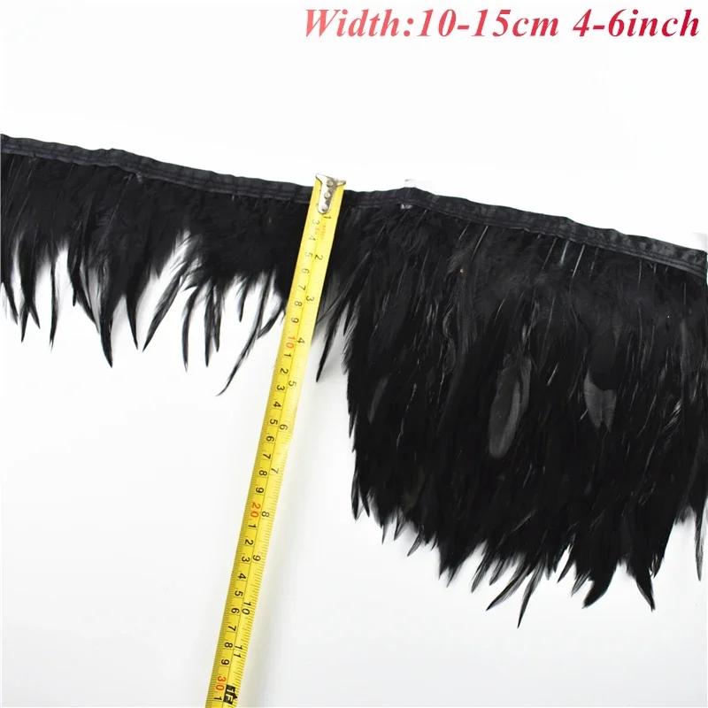 1Meters White Black Pheasant Feathers On Tape Ribbon Turkey Ostrich Fringe Feather Trim Goose Marabou Sewing Clothes DIY Plumes