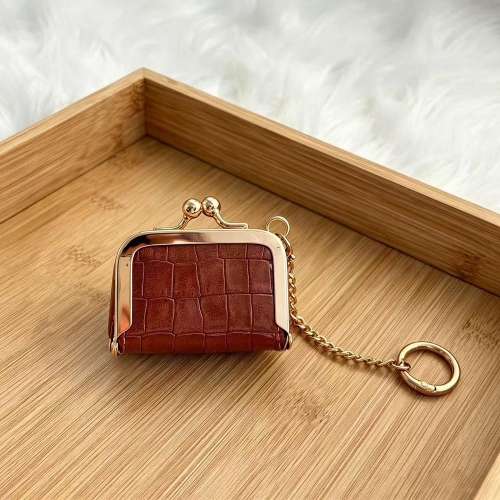Detachable Chain Jewelry Storage Pouch Portable Keychain Change Wallet Kiss Lock Coin Purse Gift