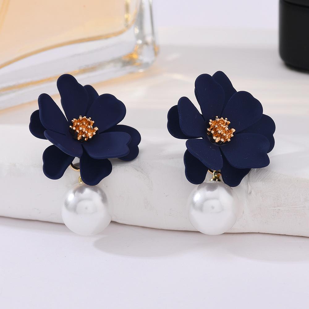 Matte Floral Petal Stud Earrings - Japanese Korean Fashion for Trendy Women
