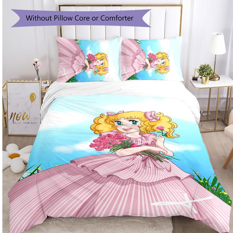 Candy Candy Beddengoed Set 3 Delen Zacht Ademend Dekbedovertrek Kussenslopen Set Wasbaar Slaapkamer Decoratie Huiscadeau