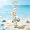 Pearl Shell Starfish Keychain Love Heart Key Ring Pendants Shell Starfish Keyring Summer Beach