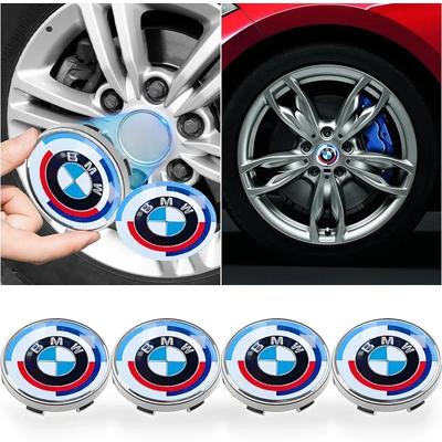 4 pièces 60mm Cache-moyeu de roue de voiture Jante Cache Emblème Autocollants Pour 50TH E46 E39 E90 E60 E36 F30 F10 E34 E30 F20 M3 M4 M5 X5 X6