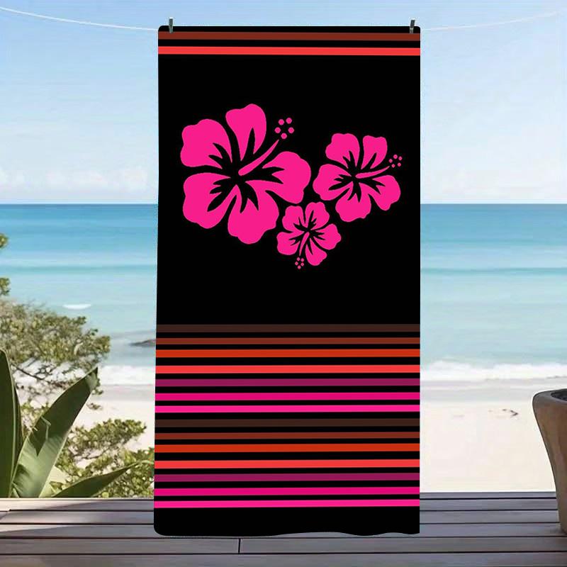 Retro Surfboard Gecko Microfiber Beach Towel Hibiscus Flower Print Bath Blanket Blue Striped Surfing Towels For Travel