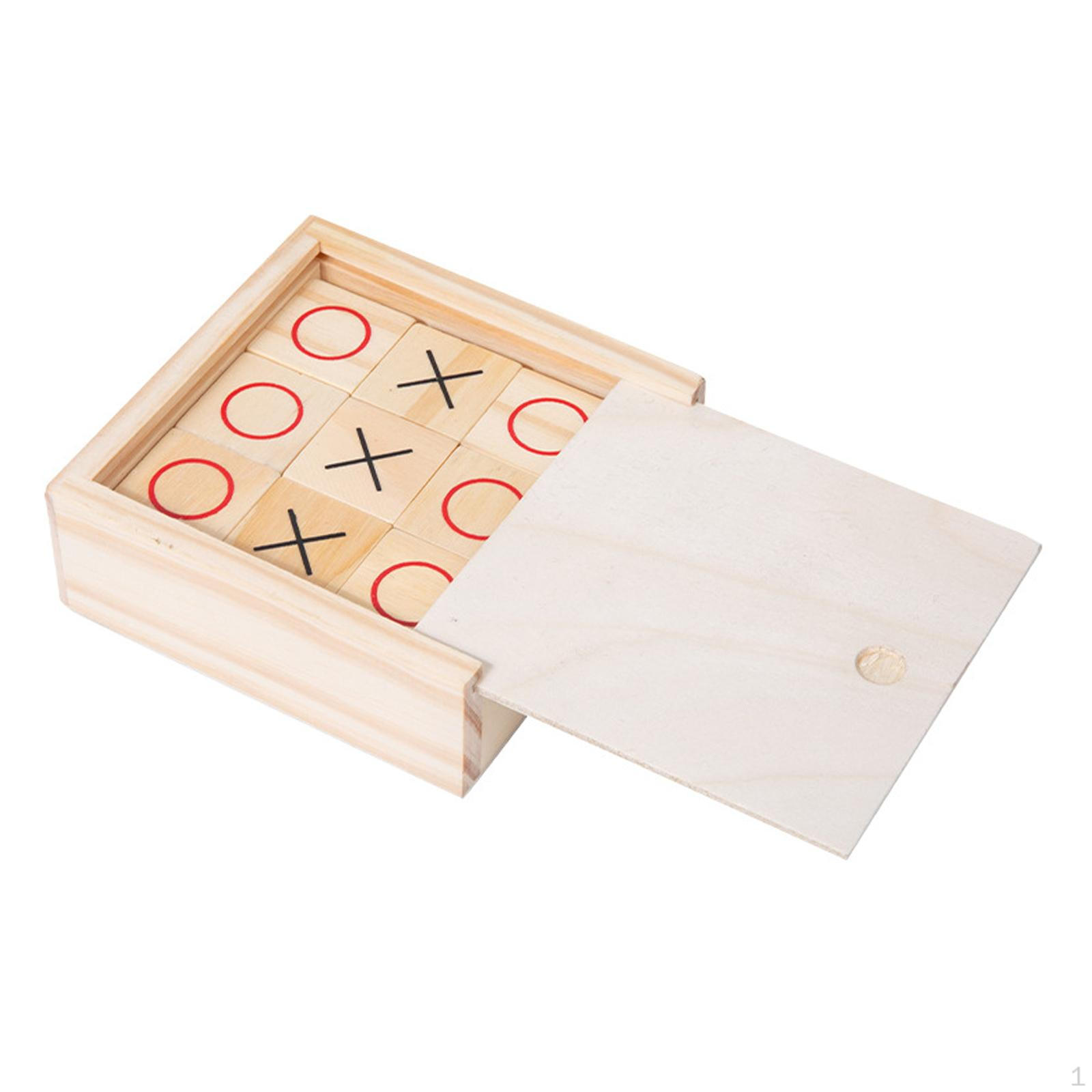 Tic TAC Toe Game Wooden Classic Educational Toys Puzzle Games XO Chess Board 11.1cmx11.1cmx4cm