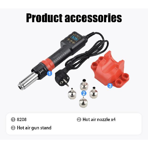 JCD 8208 Heat Gun Micro Soldering Station 750W Soldering Hot Air Gun LCD Digital Hair Dryer For BGA IC Welding Repair Tools