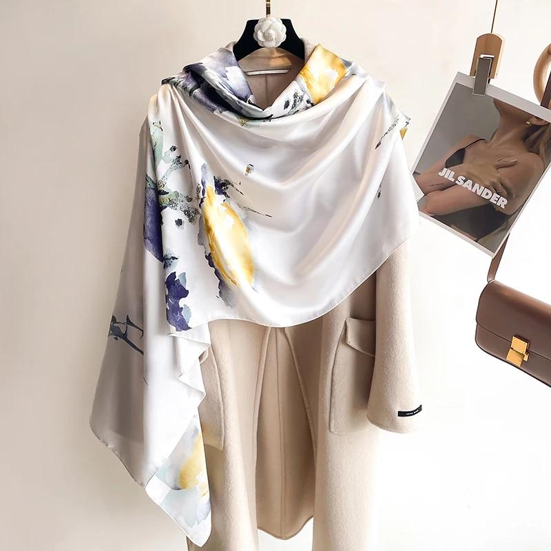 Spring Scarf Women's Luxury Design Polyester Material Smooth Scarf Soft Shawl Beach