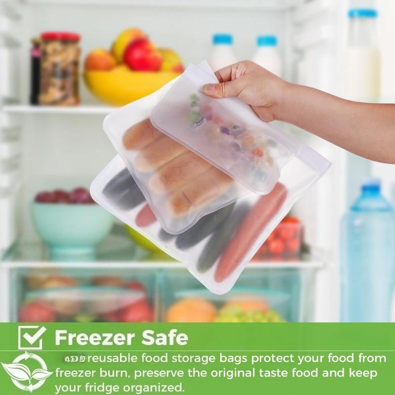 Silicone Food Storage Bag Reusable Stand Up Zip Shut Bag Sealed Leakproof Containers Fresh Bag Food Storage Bag Fresh Wrap(S/M/L/XL)