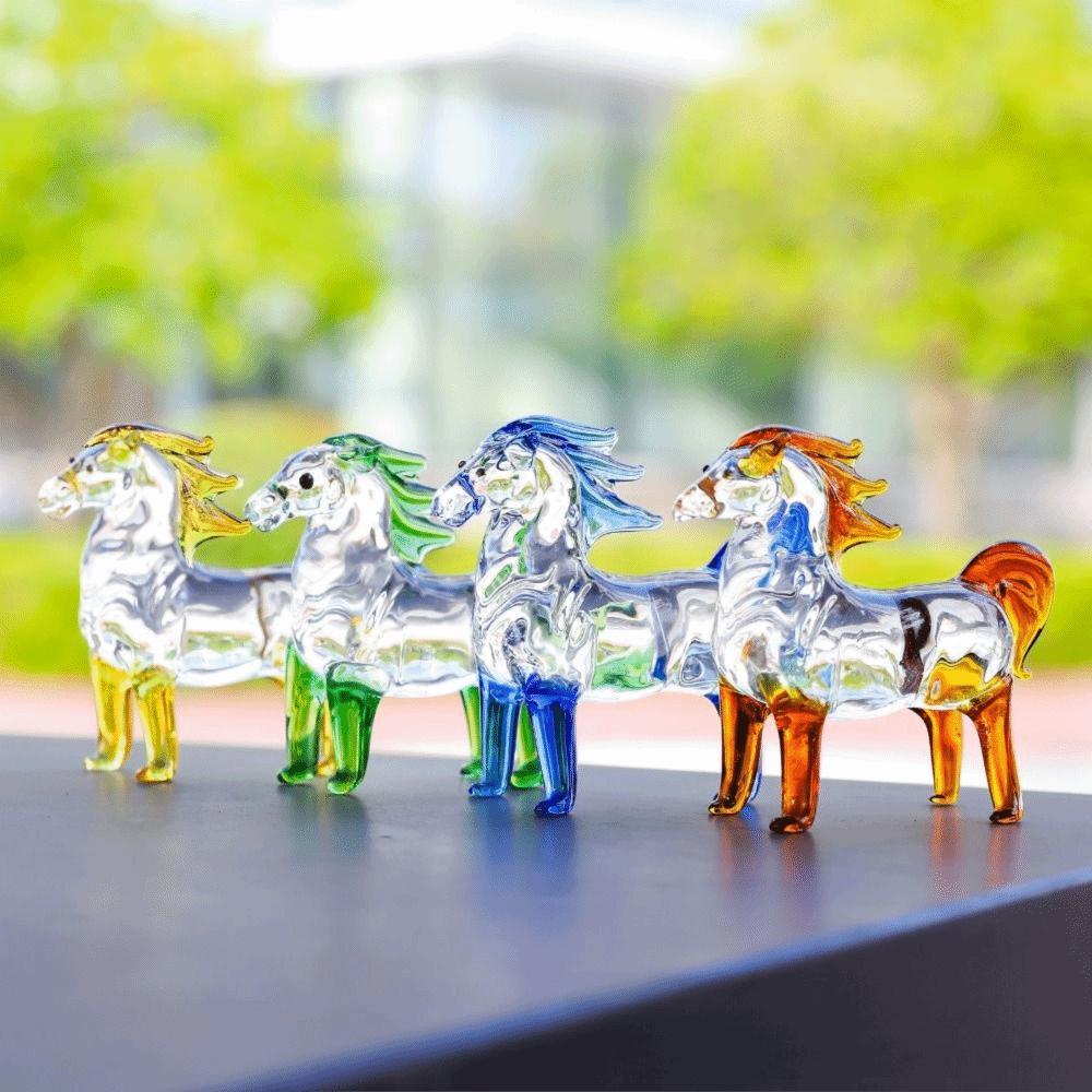 Sturdy Crystal Horse Statue Colorful Decorative Horse Shape Crystal Artwork  Tabletop